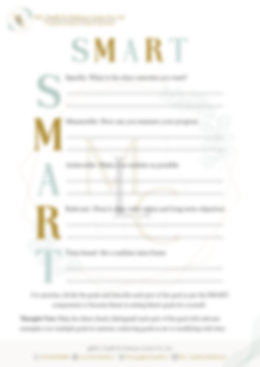 Page 2 of the SMART Goals worksheet (fill-in section, locked until purchase)